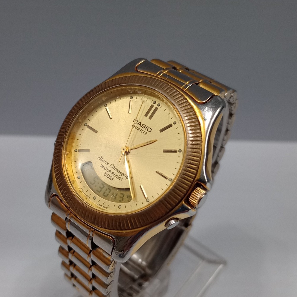 VTG Casio AQ-312W Two-Tone Analog + Digital 50M Watch New‎ Battery - Picture 3 of 13
